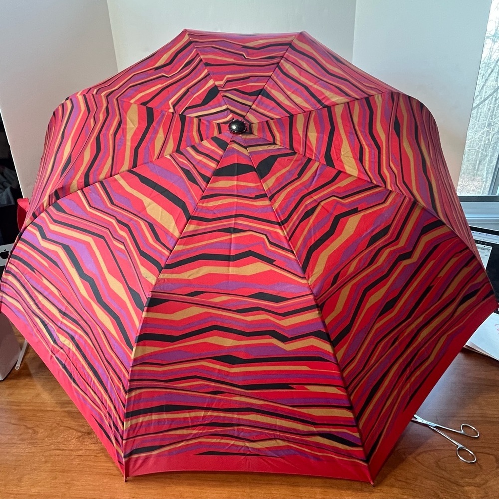 Vintage Yves Saint Laurent Umbrella Pink Purple Black Tan - Picture 11 of 16